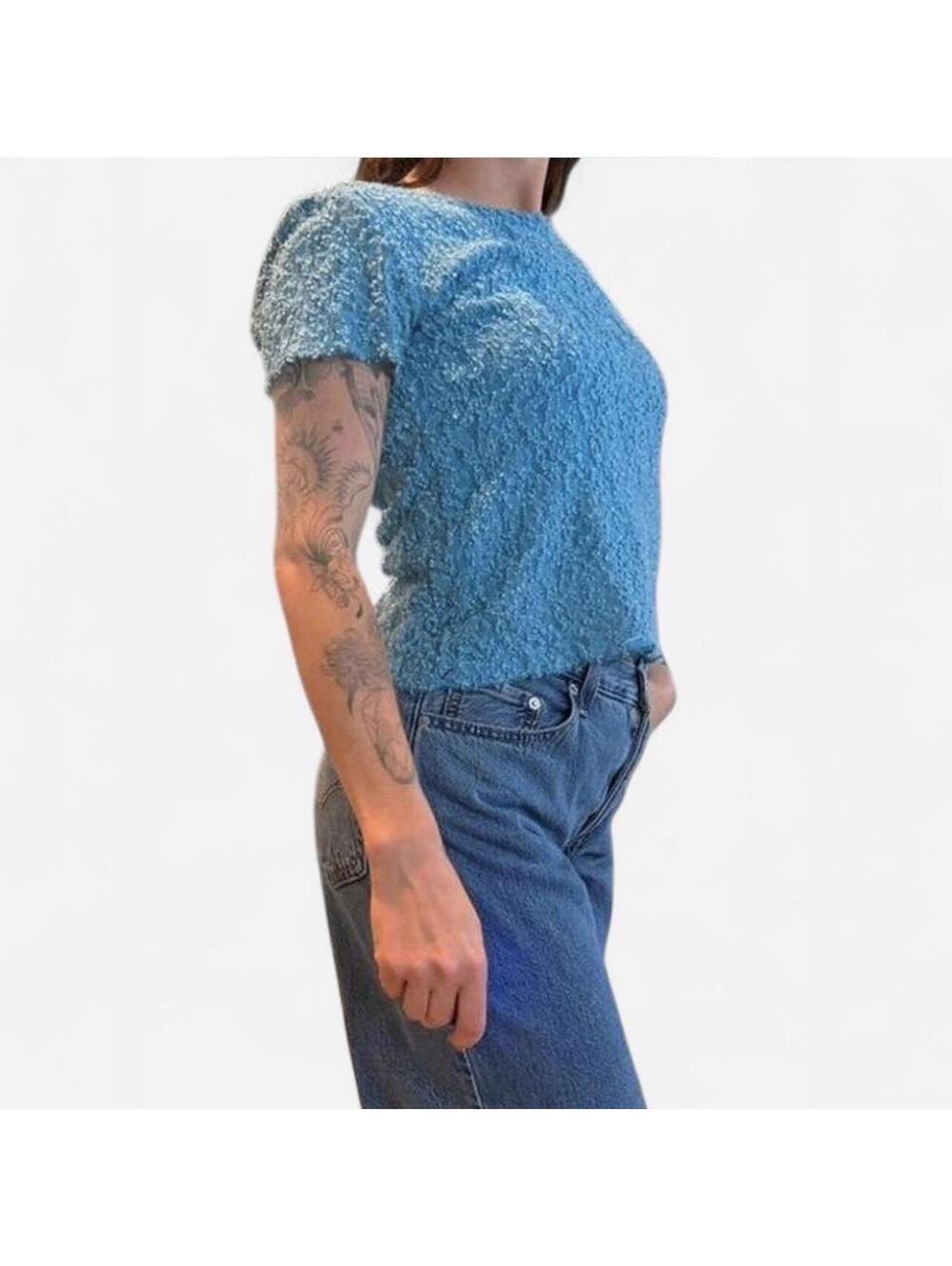 American Vintage Women's Blue Crop-top